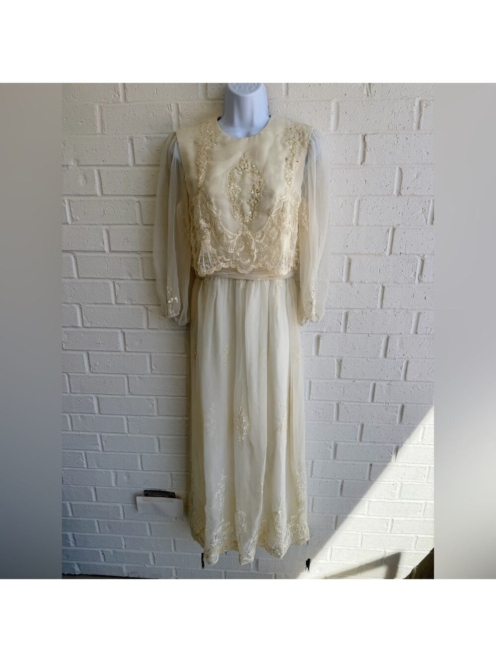 Miss Elliette Vintage Ivory Wedding Gown or Special Occasion Floor length Dress